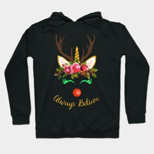 Always Believe T-Shirt Christmas Unicorn Hoodie